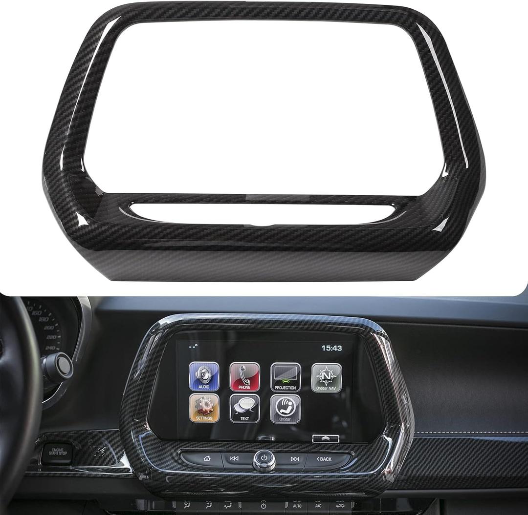 RT-TCZ Navigation GPS Large Screen Panel Frame Cover Carbon Fiber Interior Accessories for Chevrolet Camaro 2017 2018 2019 2020 2021 2022 (Carbon Fiber Grain)