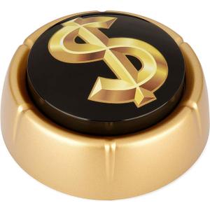 Cash Register Sound Button | Makes Extra Loud Cha-Ching Money Noise | Shiny Gold Color Bling Base | Funny Easy Dollar Sign Gift | Office Desk Item For Sales And Entrepreneurs Nut BATTERIES INCLUDED