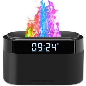 Flame Diffuser for Essential Oils, 200ml Essential Oil Diffuser with Alarm Clock, Upgraded Aromatherapy Diffuser Aroma Humidifier with 7 Color Remote & Auto-Off Protection for Home Yoga Office