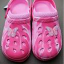 Butterfly Size 3 Pink Children's Clogs Slip-on Slides Non-Slip Pool Beach