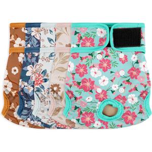 Female Dog Diapers 5Pcs - Premium Reusable Diapers for Doggie in Heat - Highly Absorbent Dog Diapers Female for Pet Incontinence with Adjustable Snaps, Breenish Lily Flower, M