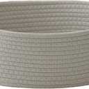 JMvicyroam Woven Basket,Small Rope Storage Bin with Handles & Ribbon Bag, Organizer for Shelves Closets,Gift Basket Empty for Birthday,Books,Dog Toys, Grey