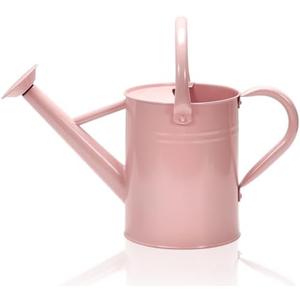 Ausluru Metal Watering Can with Removable Spout, Galvanized Watering Can, Perfect for Indoor Use and for Outdoor Use (1 Gallaon, Pink)