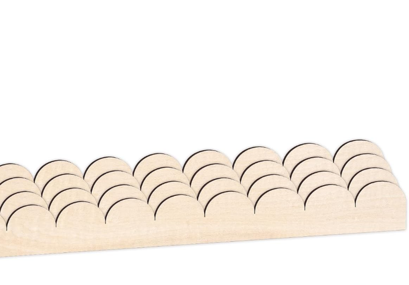 5 Pack Unfinished Scalloped Wood Border Trim, Scalloped Edge Decorative Wood Strips for Home DIY Crafts Wall Cabinet Shelf Door Window Frames Decor