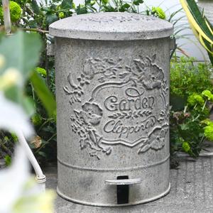 Outdoor Dog Poop Trash Can with Lid-8L/2.1Gal,Commercial Outdoor Retro Metal Garbage Can with Foot Pedal,Removable Inner Bin Perfect for Shopping Mall,Office,Pets Park,Backyard(Greyblue)