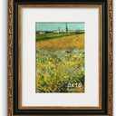 Antique 8x10 Picture Frame, Ornate Embossing Frame with Paper Mat and Real Glass, Fit for 8x10 without Mat or 5x7 with Mat, Tabletop or Wall Mounting Display, Black and Antique Gold, 1 Pack