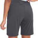 SANTINY Women's Athletic Bermuda Shorts High-Waisted Long Shorts for Women Running Yoga Lounge with Pockets (Gray, XL)