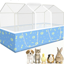 Rabbit Cage, 48" x 24" Large Pet Playpen Enclosure for Small Animal- Guinea Pig, Hamster, Bunny, Puppy, PVC Frame Chicken Coop with Waterproof Tarp & Mesh Cover Indoor Outdoor