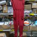 Womens Jumpsuit Casual Crew Neck Sleeveless Jumpsuits High Waist Long Pant Rompers with Pockets XL