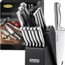 McCook® Knife Sets, German Stainless Steel Knife Block Sets with Built-in Sharpener