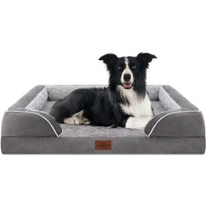 Comfort Expression Large Dog Beds Waterproof Orthopedic Foam Dog Beds for Large Dogs Sofa Comfy Pet Bed with Washable Removable Cover & Non-Slip Bottom(Grey) (36.0"L x 27.0"W x 7.5"Th)