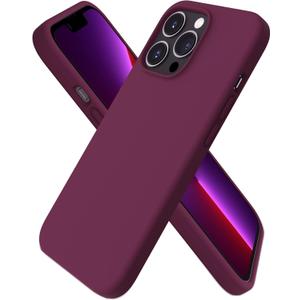 ORNARTO Compatible with iPhone 13 Pro Case 6.1, Slim Liquid Silicone 3 Layers Full Covered Soft Gel Rubber Case Cover 6.1 inch-WineRed