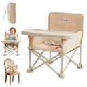 Portable Baby Chair,Portable 3-in-1 Baby Booster Seat with Tray,Folding Toddler High Chair for Travel,Camping, Home & Dining, Easy to Clean & Store, Safe with Child Safety Belt Carry Bag(White)
