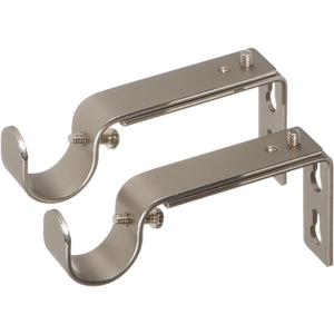 Ivilon Adjustable Brackets for Curtain Rods - for 7/8 or 1 Inch Rods. Set of 2 - Satin Nickel