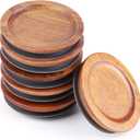 6 Pack Regular Mouth Mason Jar Lids Acacia Wooden Storage Canning Jar Lids Ball Jars Wooden Lids with Airtight Silicone Seal, Brown