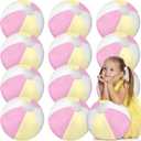 MiniInflat 12 Pcs 16" Pastel Inflatable Beach Balls Bulk Jumbo Macaron Rainbow Beach Balls Blow up Pool Game Toys for Kid Adult Summer Swimming Luau Hawaiian Party Decorations