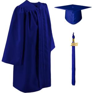 GraduatePro Kindergarten Graduation Cap and Gown Class of 2025 Tassel Set for Preschool Kids Ceremony Party Gift (36, Royal)