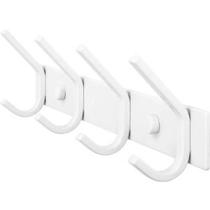 WEBI Coat Rack Wall Mounted, Coat Hooks Wall Mount, Coat Hanger Wall Hook Rack, 4 Hooks for Hanging Coats, Hats, Jacket, Clothes, White