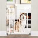 Carlson Extra Tall Walk Through Pet Gate with Small Pet Door, Includes 4-Inch Extension Kit, 4 Pack Pressure Mount Kit and 4 Pack Wall Mount Kit (White)