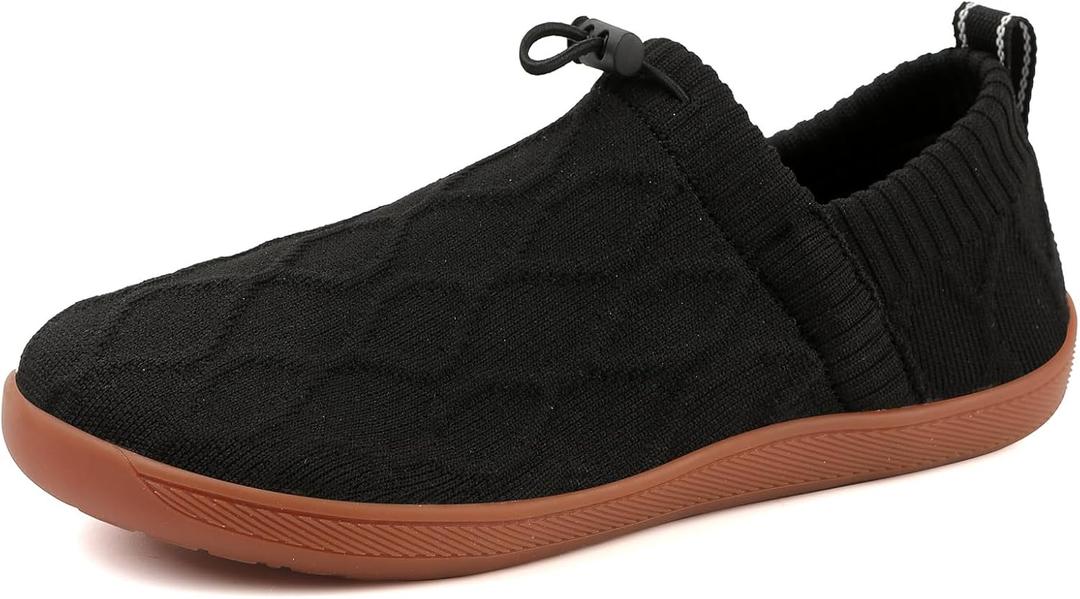 EZEREELL Minimalist Barefoot Shoes Women, Zero Drop Wide Width Walking Shoes (Black)