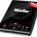 Mueller RapidTherm Portable Induction Cooktop, 1800W Hot Plate Electric Stove Top Burner. 8 Temp Levels, Auto-Off & Pot Detection, LED Display, Child Lock, 4 Programs, Burners for Cooking