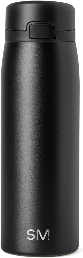 Simple Modern Sidekick Travel Coffee Mug | Ceramic-Lined Insulated Stainless Steel Tumbler | Leak-Proof and Cup Holder Friendly | 16oz, Midnight Black