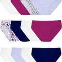 Fruit of the Loom Women's Eversoft Cotton Underwear Multipacks, Tag Free & Breathable (5, Bikini - Pink/Navy/White)