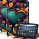 Case for Kindle Fire HD 10 & 10 Plus Tablet (13th/11th Generation, 2023/2021 Release) 10.1" - PU Leather Flip Case with Elastic Band & Card Slots/Holder, Multi-Angle Stand Cover - Watercolor