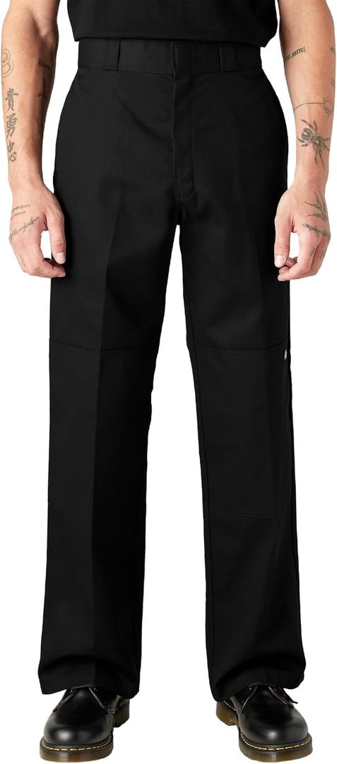 Dickies Men's Loose Fit Double Knee Work Pants – Durable Twill Utility Trousers for Construction & Warehouse, Black, 42W x 34L