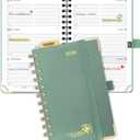 POPRUN 2026 Planner (Pocket Size 4''x 6.25'' Wire-Bond Hard Cover) Calendar Weekly and Monthly (Jan.2026-Dec.2026) Small Planner with Hourly Time Slots, for Purse, 100 GSM - Midnight Green