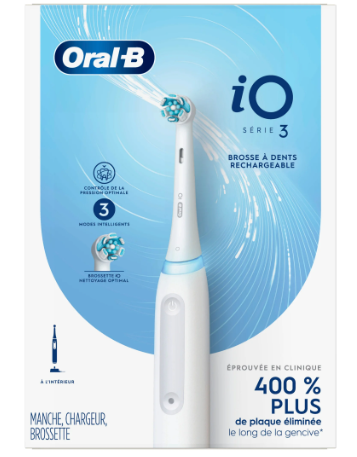 OralB iO Series 3 Electric Toothbrush with (1) Brush Head, Rechargeable, White
