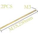 2 x Smartsails 2PCS M2 x 250mm Brass Fully Threaded Rod, Right Hand Threads