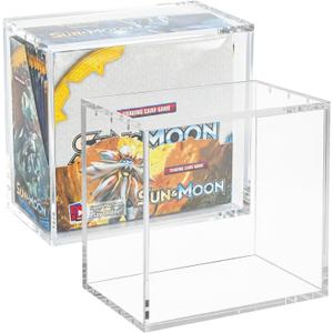 Acrylic Booster Box Case with Magnetic Lid & UV Protection, Clear Display Case for Booster Boxes, Dustproof, Scratch-Resistant, Non-Slip Rubber Feet, 5mm Thick Protector Fits Standard Booster Box
