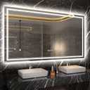 60 x 36 Inch LED Bathroom Mirror with Lights, Large Led Vanity Mirror,Backlit and Front Lighted Bathroom Mirror for Wall,Anti-Fog, 3 Colors Dimmable, Memory,ETL Listed