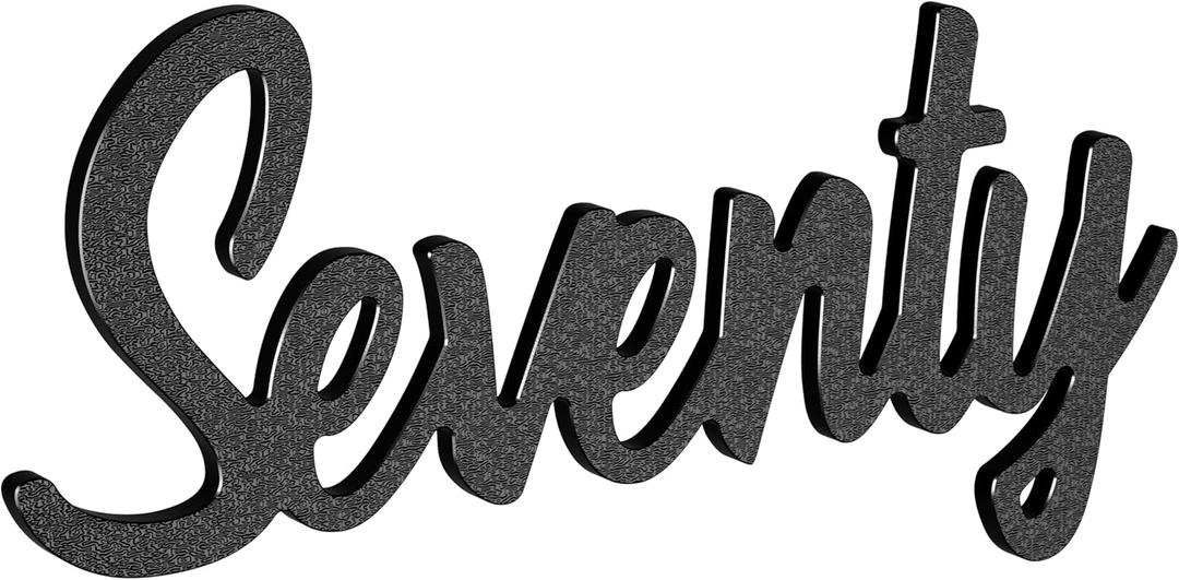 Cursive House Numbers for Outside  6 Inch Floating Modern Script Address Numbers, Weatherproof Black ABS Plastic, Mid Century Style (Seventy)