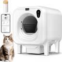 Self Cleaning Litter Box, Extra Large Automatic Cat Litter Box Self Cleaning for Multiple Cats, App Control, Safety Protection, Ultra-Quiet,Includes Trash Bags,White