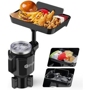 DYLEN Car Cup Holder Tray, Cup Holder Expander Adapter for Car, 9.5” Detachable Car Food Tray Table for Eating, Road Trip Essentials Fits Yeti, Hydro Flask 16-46 oz