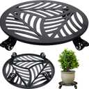 1 Pack Metal Plant Caddy with Wheels 17 inches Heavy-Duty Iron Rolling Plant Stand with Casters Indoor Outdoor Wheeled Plant Roller Base Pot Movers Plant Dolly Coaster Trolley Black