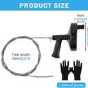 Drain Clog Remover, with Gloves and 33ft Flexible Plumbing Hair Catcher Drain Auger Cleaner Tool Set For Toilet(COLOR:Black)