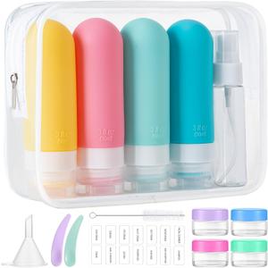 16pack Travel Bottles for Toiletries, TSA Approved LeakProof Squeezable Silicone Toiletry Containers for Shampoo, Conditioner, 3oz Portable Refillable Traveling Size Liquid Containers (16Pcs/Colorful)