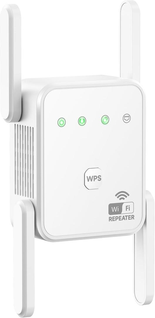 1200Mbps WiFi Extender Signal Booster for Home, Dual Band 5GHz/2.4GHz Wireless Internet Repeater with 4 External Antennas, Covers Up to 3600 Sq.ft & Supports 80 Devices, AP Mode with Ethernet Port
