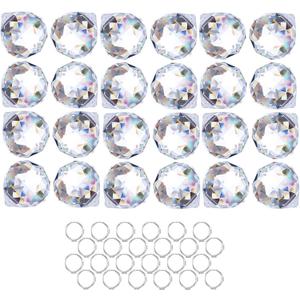 HDCRYSTALGIFTS Crystalsuncatcher 24pcs Clear Crystal Ball Prism Suncatcher Rainbow Pendants Maker, Hanging Crystals Prisms for Windows,20mm