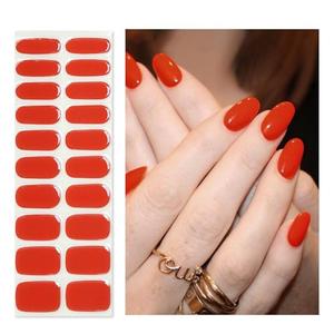 Pack Of 2 OAUEE Semi Cured Gel Nail Strips | Gel Nail Stickers with UV Light Required | Salon Quality, Easy Application and Removal（Red-Orange Color）