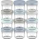 KeaBabies 12pk 4oz Glass Baby Food Containers with Lids - Leak-Proof, Microwavable Small Glass Jars, Baby Purees & Toddler Snack Storage Containers, BPA-Free, Dishwasher & Freezer Safe (Slate)