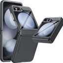 Vizvera for Samsung Galaxy Z Flip 5 Case with Hinge Protection, Built-in Outer Screen Protection HD Clearly Shockproof Case for Galaxy z Flip 5(Dark Black)