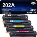 202A Toner Cartridges - 4 Pack Replacement for HP Color Laser Pro M254dw MFP M281cdw, M281fdw M281fdn M281 M254 Series (Black,Cyan,Magenta,Yellow)