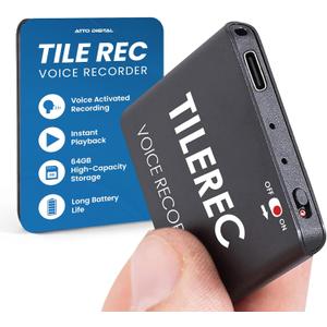 TileRec Voice-Activated Audio Recorder – 64GB Digital Dictaphone with Playback, USB-C, Metal Case – Portable Recorder for Meetings & Lectures