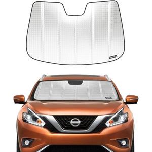 Windshield Sun Shade for 2015-2018 Nissan Murano. Front Window Sunshade with Storage Bag (Shiny Silver (Classic))