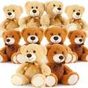 MorisMos 10Pcs Teddy Bears Bulk Baby Shower, 14inch Cute Teddy Bear Stuffed Animals Plush, Small Stuffed Bears on Centerpiece Baby Shower, Brown, Dark Brown