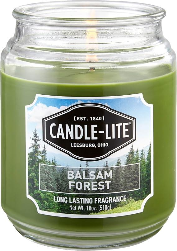 Candle-lite Scented Candles, Balsam Forest Fragrance, One 18 oz. Single-Wick Aromatherapy Candle with 110 Hours of Burn Time, Green Color